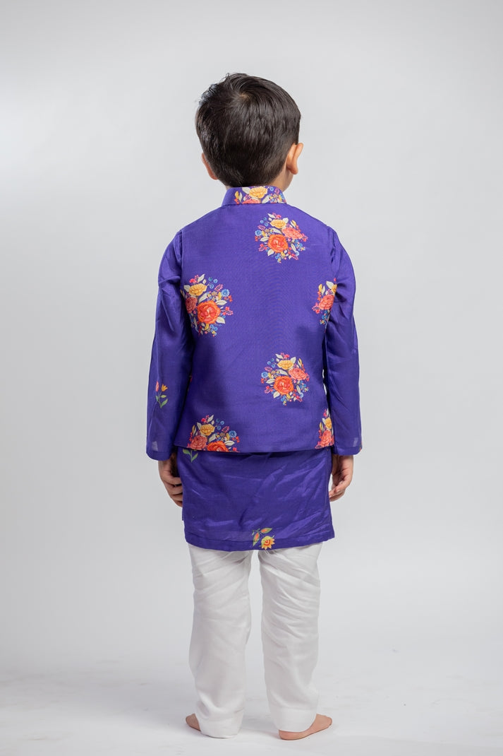 PURPLE BIG FLORAL JACKET SET